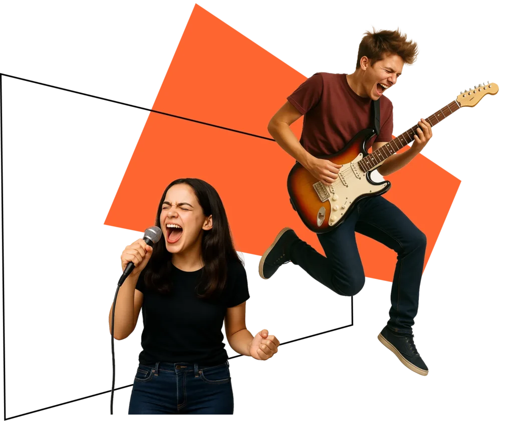 Alunos tocando música